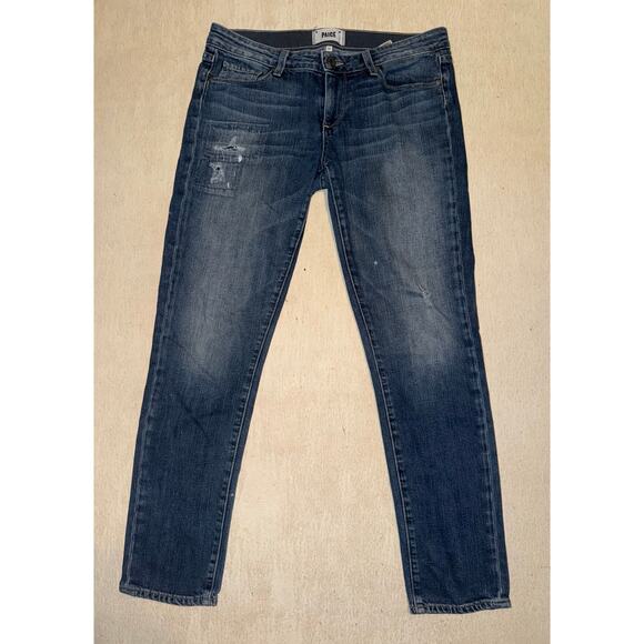 Paige Denim - Paige women’s distressed skyline ankle peg blue jeans
Size 28